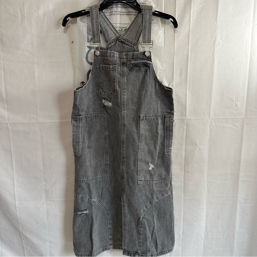Dazy X Shein Tween Girl Gray Denim Overall Dress 12Y